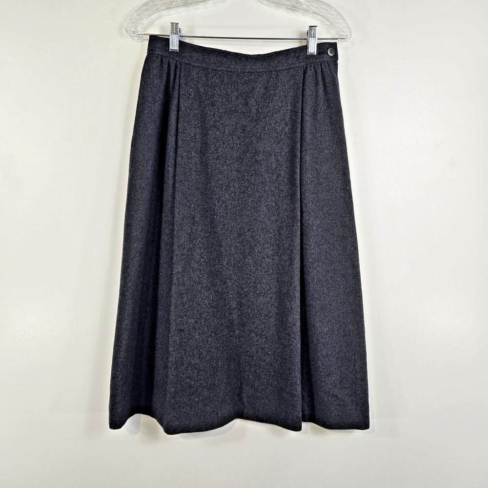 Vintage Young Pendleton Juniors 13-14 Gray Wool Midi Wrap Skirt Classic Timeless